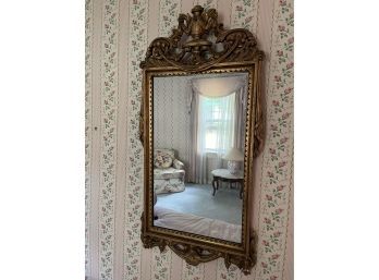 Mid 20th Century Giltwood Mirror With Urn Finial, Swag And Scroll Motifs 23.25x46in