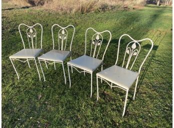 Four Wrought Iron Patio Chairs Art Nouveau 16x33x19 Solid Nice Vintage Heavy Beautiful, The Good Stuff