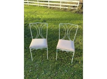 Pair Wrought Iron Patio Chairs 19x33x21 Solid Nice Vintage Heavy Beautiful, The Good Stuff