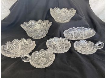 Crystal Bowls And Cut Glass Dish Collection Libbey Sawtoothed Scalloped Rims 5in To 9.25in