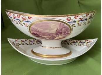 Fine Bone China With Landscapes Hand Painted. 13.5x8.5x7.5