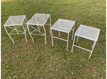 Wrought Iron Patio Nesting End Tables 12.5x19x16.5 Solid Nice Vintage Beautiful, The Good Stuff