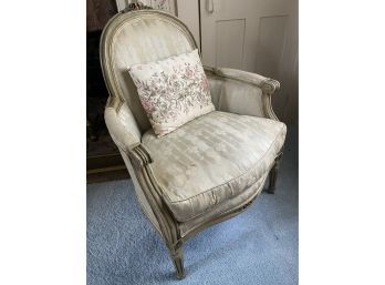 French Provencial Louis XVI Style Armchair Lot 2 27x21x35in Painted Floral Detail Wood Chair