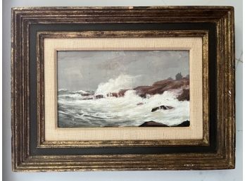 'winter Gale' Signed LL A. Knauth, Oil On Masonite Arnold Whitman Knauth II, Framed Matted, 15x1.75x11