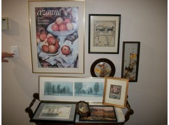 Nine Piece Decorative Artwork Lot (Donald Pearson Print , Ship Print, Cezanne Poster And More)