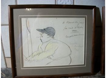 Two Leopold Marchand Caricature Pencil Drawings - 1936 Signed / Dated (See Additional Photos)