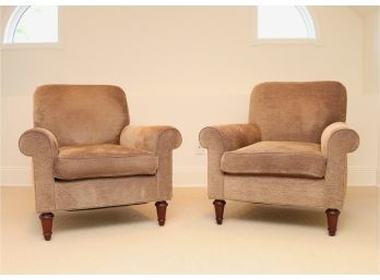 Pair Of Rolled Arm Upholstered Chairs