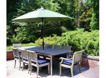 Smith And Hawken Teak Outdoor Furniture With 8ft  Umbrella Sunbrella Cushions