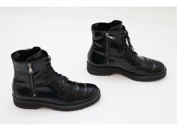 Prada Leather Boots Double Zippered Womens Sz 10.5