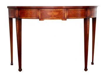 Mahogany Demilune Marquetry Console Table