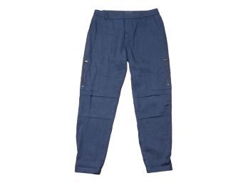 Vince By Vince Camuto Blue Linen Cargo Pants Womens Sz 4 Retail $295