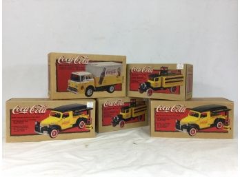 Lot 5 Collectible Die Cast Coca Cola Trucks, Banks