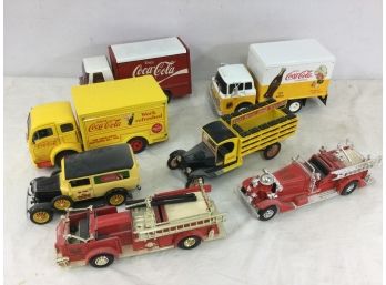7 Die-Cast Coca Cola Trucks, Delivery & Fire Trucks