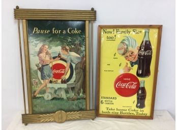 2 Coca Cola Advertising Signs, Posters.