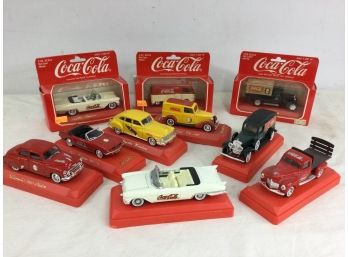 10 Die-Cast Metal Collectible Coca Cola Cars, 3 In Original Box
