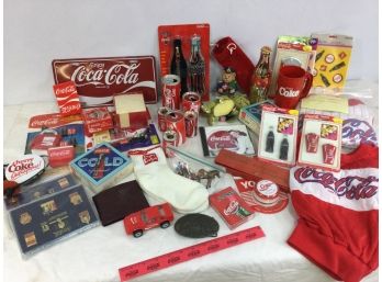 Coca Cola Lot, Various Items, Magnets, Wallet, Pins, Cards, Notepad