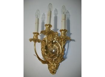 Stunning Pair Gilded Brass / Gold  Wall Sconces - Very Bright Gold Finish