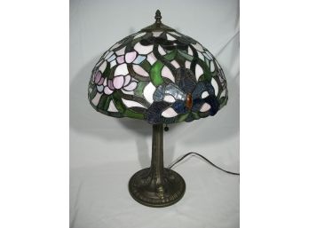 High Quality Tiffany Studios Style Lamp - Leaded Glass Shade  -Working Order
