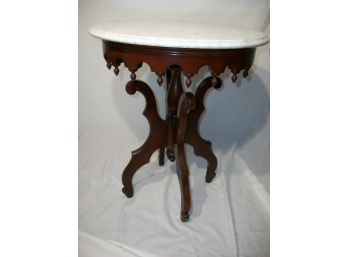Beautiful Marble Top Victorian Style Table W/Beautiful Details On Edge Of Table
