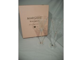 Genuine Pair Waterford 'Yours Truly Collection' Champagne Flutes-  W/Original Box - Mint Condition