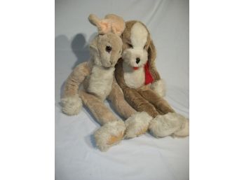 2 - Large Vintage Steiff  Animals  - Bunny Rabbit And A Dog - Unusual Larger Sizes