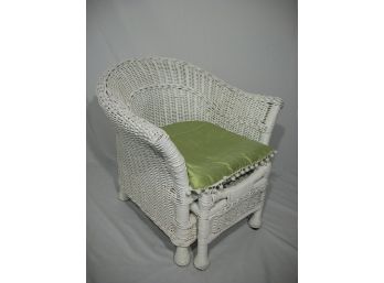 Adorable Child's Wicker Chair W/Sliding Ottoman - W/Satin Cushions