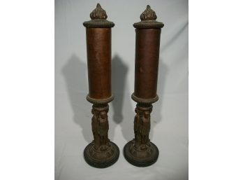 Incredible Pair Egyptian Revival Lamps W/Mica Shades - C.1920's / 1930's
