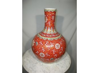 Enormous Bulbous Oriental Red Vase - Excellent Condition - Very Large Piece
