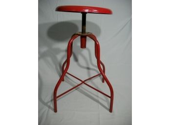 Vintage Red Doctors Stool - Great Paint - Nice Piece - Adjustable Seat