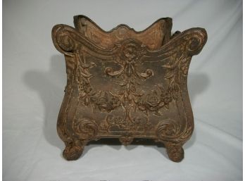 Beautiful Very Unusual Cast Iron Square Planter - Nice Form - Highly Detailed