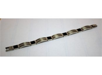 Men's BG Stainless Steel & Onyx 8.5' Link Bracelet