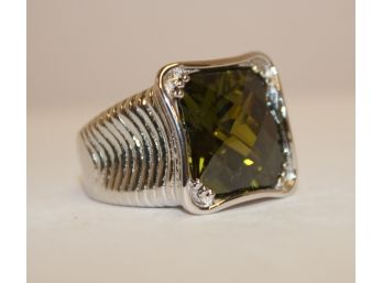 New Guess Collection GC Sterling Silver W/Green Peridot Stone Ladies Ring Size 5.5