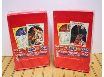 Two 1990-91 Season New Sealed NBA Hoops Basketball Trading Card Boxes