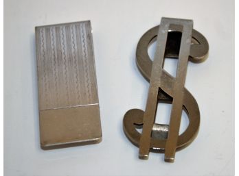 Two Vintage Sterling Silver Men's Money Clips