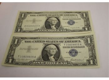 Two Vintage United States Silver Certificates 1957 & 1957A $1 One Dollar Bills