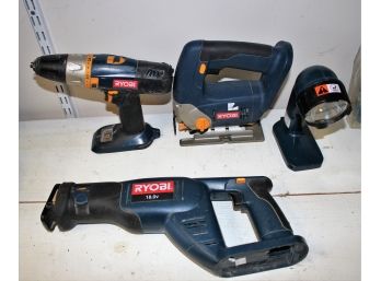 Set Of Four RYOBI 18V Battery Operated Tool Lot (No Charger Or Batteries Included)