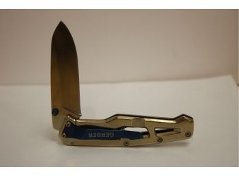 New GERBER Paralite Framelock Gold & Blue Folding Pocket Knife