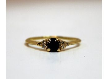 Ladies 14K Yellow Gold, Diamond & Sapphire Ring