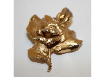 Vintage NAPIER Sterling Gold Vermeil Rose Flower Brooch Pin