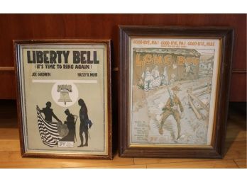 Two Vintage Framed Sheet Music, Liberty Bell, Long Boy