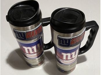 NY GIANTS - 2 THERMO MUGS - XLARGE - 20 OZ.- KEEPS COLD & STAYS HOT