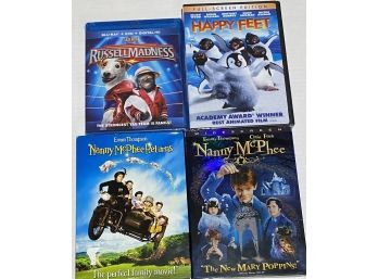 BRAND NEW DVDS  - LOT 9  - KID MOVIES - TOTAL 4 MOVES - INCLUDES 3 DVDS & 1 BLUE RAY