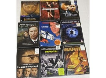 BRAND NEW DVDS  - LOT 7  - ACTION MOVIES - INCLUDES 9 NEW DVDS