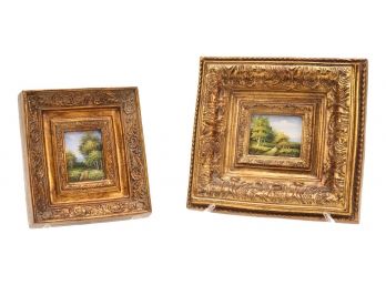 Set Of 2 Pissarro Petit Paintings In Gold Gilt Frames