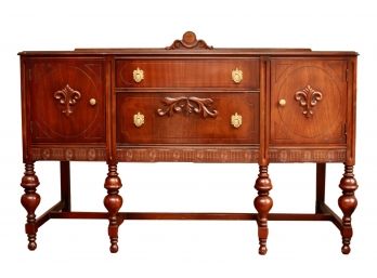 English Regency Long Sideboard With Crown And Inlaids