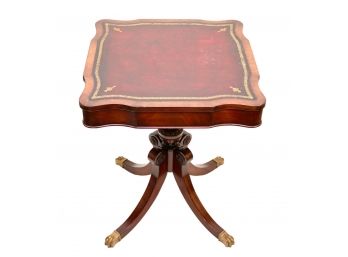 English Chesterfield Style Leather Top Card Table