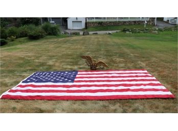 American Flag And Large Resin Eagle 12ft 2in X 7ft 7in.