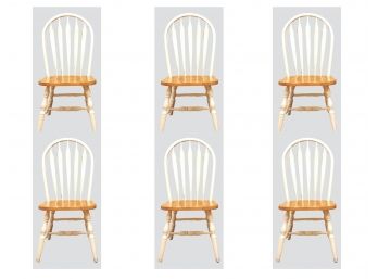 Set Of 6 Wooden Spindle Side Chairs