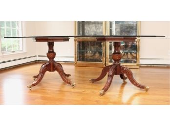 Chippendale Style Brass Footed Dining Table 6 Guests