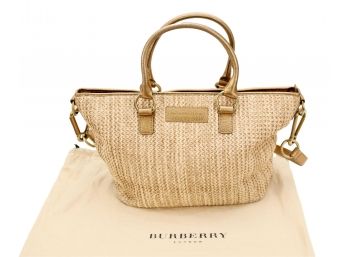 Burberry Gold Raffia Tote Bag